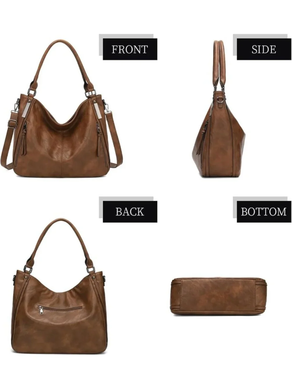 Stylish Women's Hobo Tote Bag - Large Soft PU Leather Shoulder Handbag